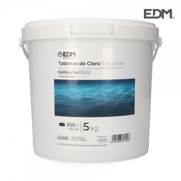 Cloro 5 acciones en tabletas, bote 5 kg (pack 4 unidades)