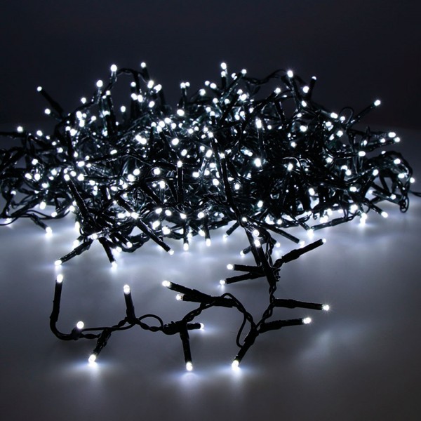 Guirnalda multifunción, uso exterior, led compact, blanco frío, cable verde, 500 leds, 16 m